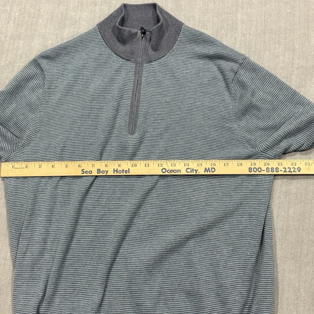 Vineyard Vines Cashmere Cotton Blend 1/4 Zip Sweater Mens Large Blue Striped - Picture 3 of 6